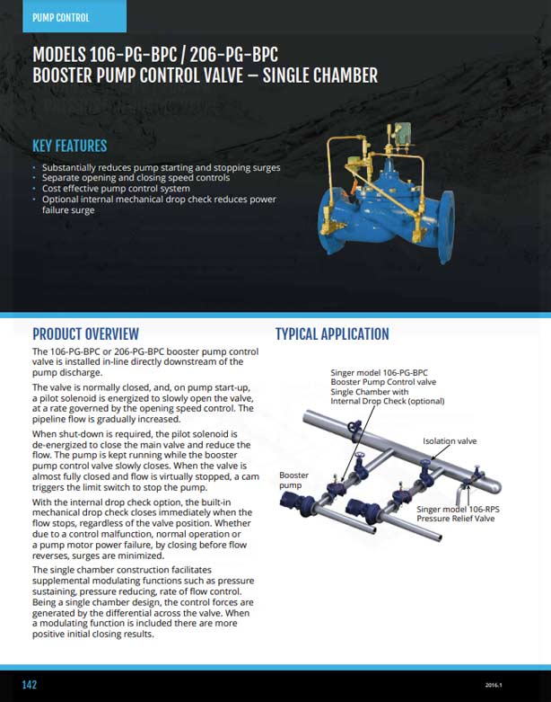 Booster Pump Control Valve – Single Chamber