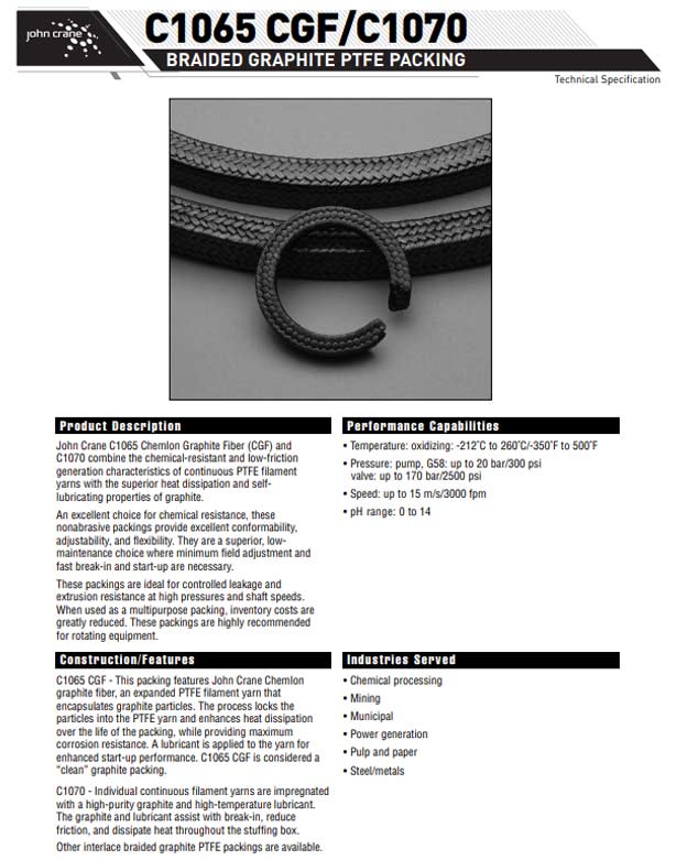General Service Compression Packing – Styles C1065 CFG & C1070