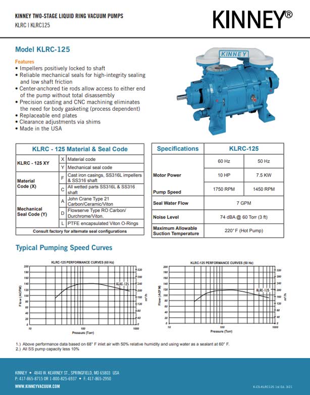 KLRC - Two Stage Liquid Ring Vacuum Pumps