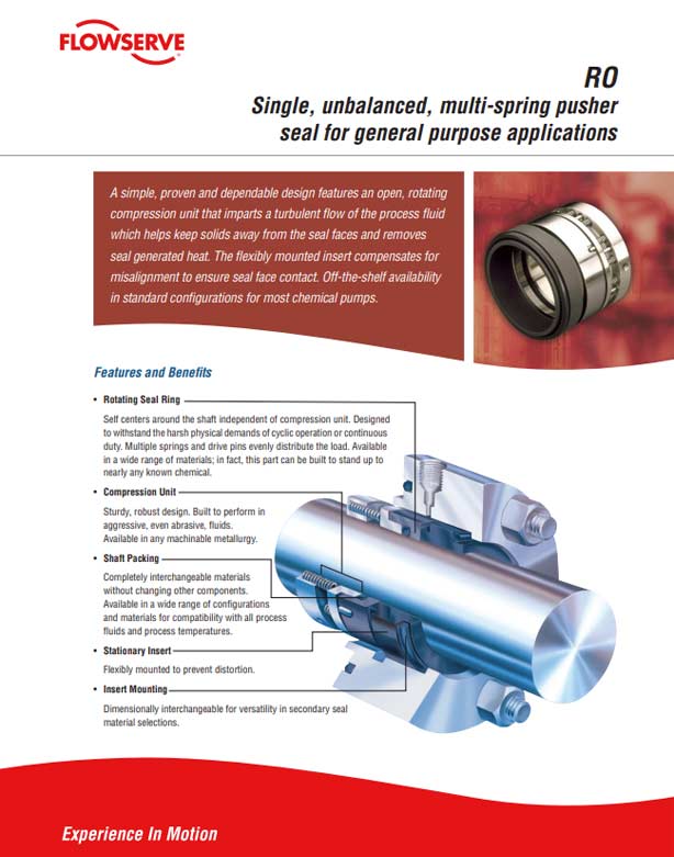 Type RO – Single, Unbalanced, Multi-Spring Pusher Seal