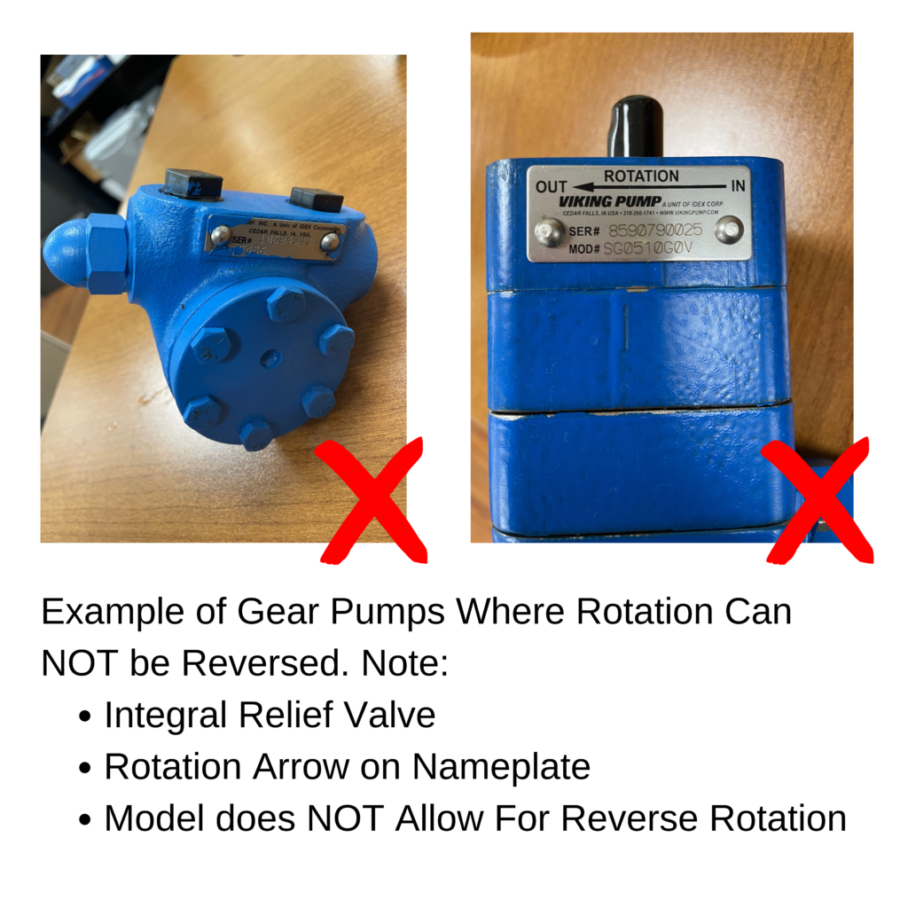 Example of Gear Pumps Where Rotation Can NOT be Reversed