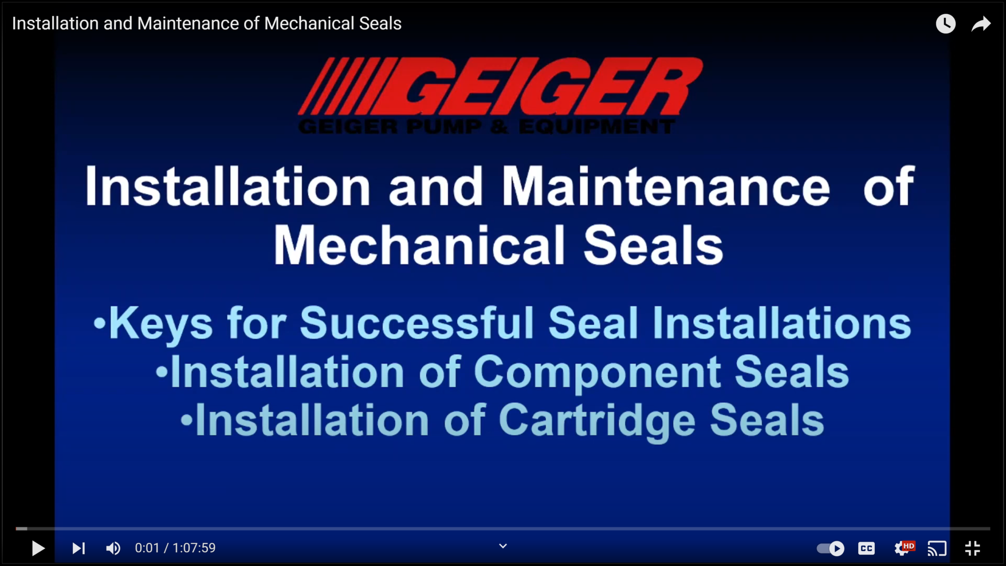 Installation and Maintenance of Mechanical Seals [Video] Geiger Pump