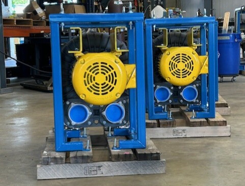 Rotron CP Series Blowers that are Teflon impregnated, RTV Sealed, Double Enveloped Seals with stainless steel hardware and a Chem-Duty Motor.